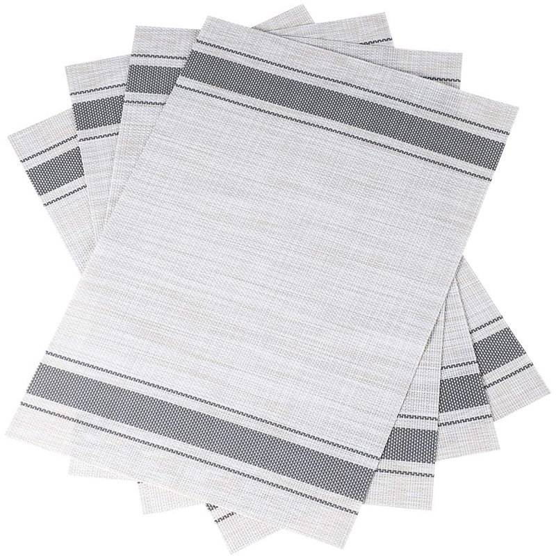 Blue Gray Red PVC Vinyl Placemats - Modern Table Set of 2/4