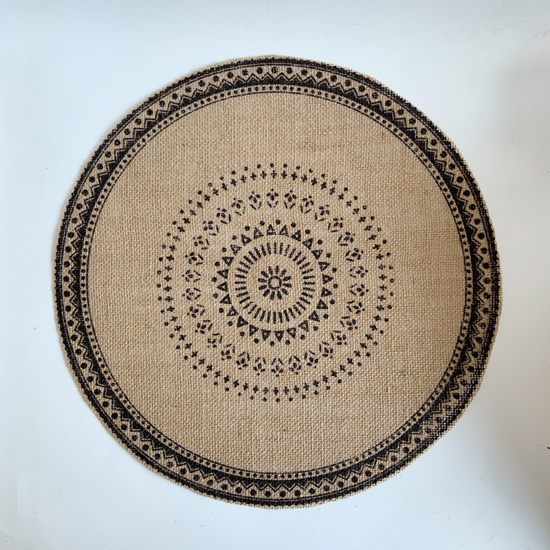 Round Boho Placemats Vintage - Jute Cotton Hemp - Set of 2/4