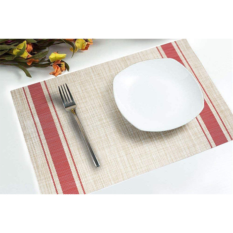 Blue Gray Red PVC Vinyl Placemats - Modern Table Set of 2/4