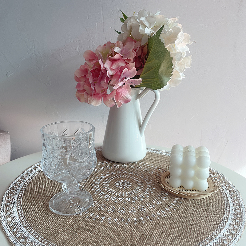 Round Boho Placemats Vintage - Jute Cotton Hemp - Set of 2/4