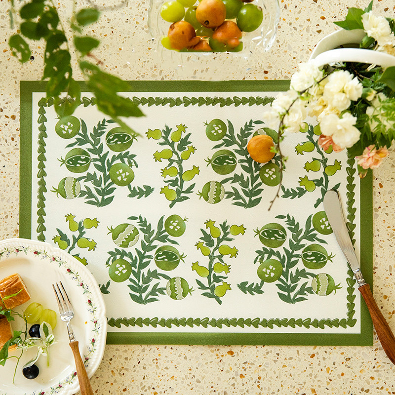 Heavy Duty Thick Green Leather Placemats Set of 2/4 Non-Slip