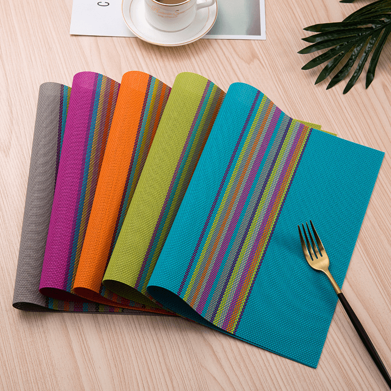 Colorful Vinyl Placemats - Blue Green Gray Mats - Set of 2/4