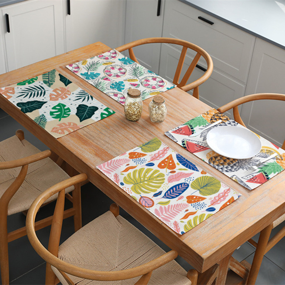 Colorful Rectangle Placemats - Linen Cotton Table Mats Set