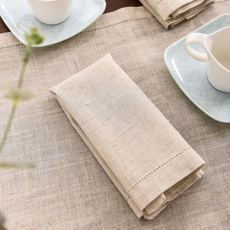 Premium White Cotton Linen Napkins Placemats - Set of 2/4