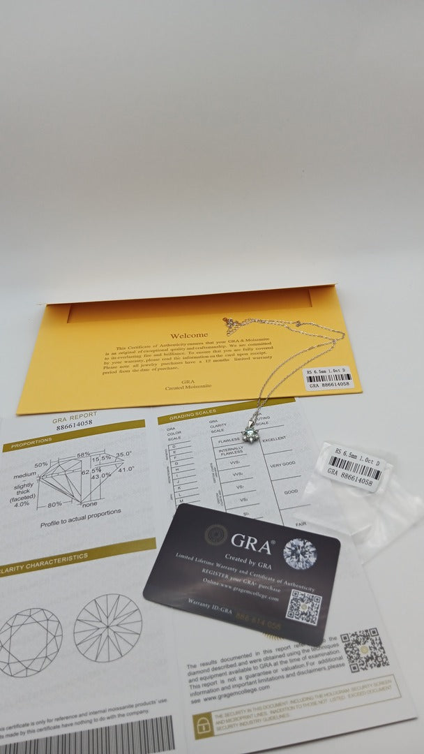 Snowflake Necklace Moissanite Sterling Silver 925 - 1 Carat