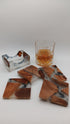 Square Wooden Resin Coasters - Set of 4 with Holder Handmade