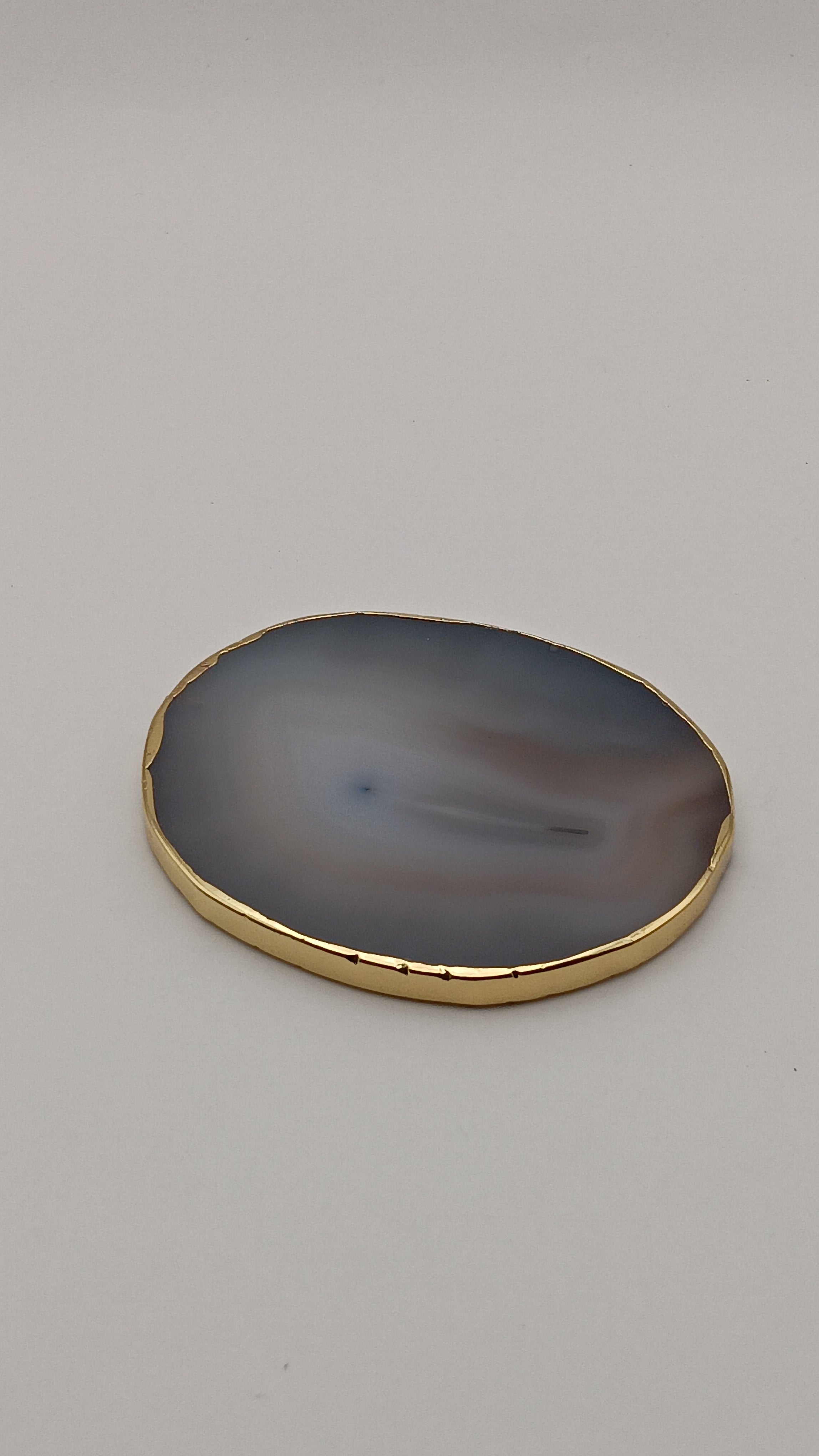 Stunning Natural Stone Agate Coasters Gold Plated Single Set