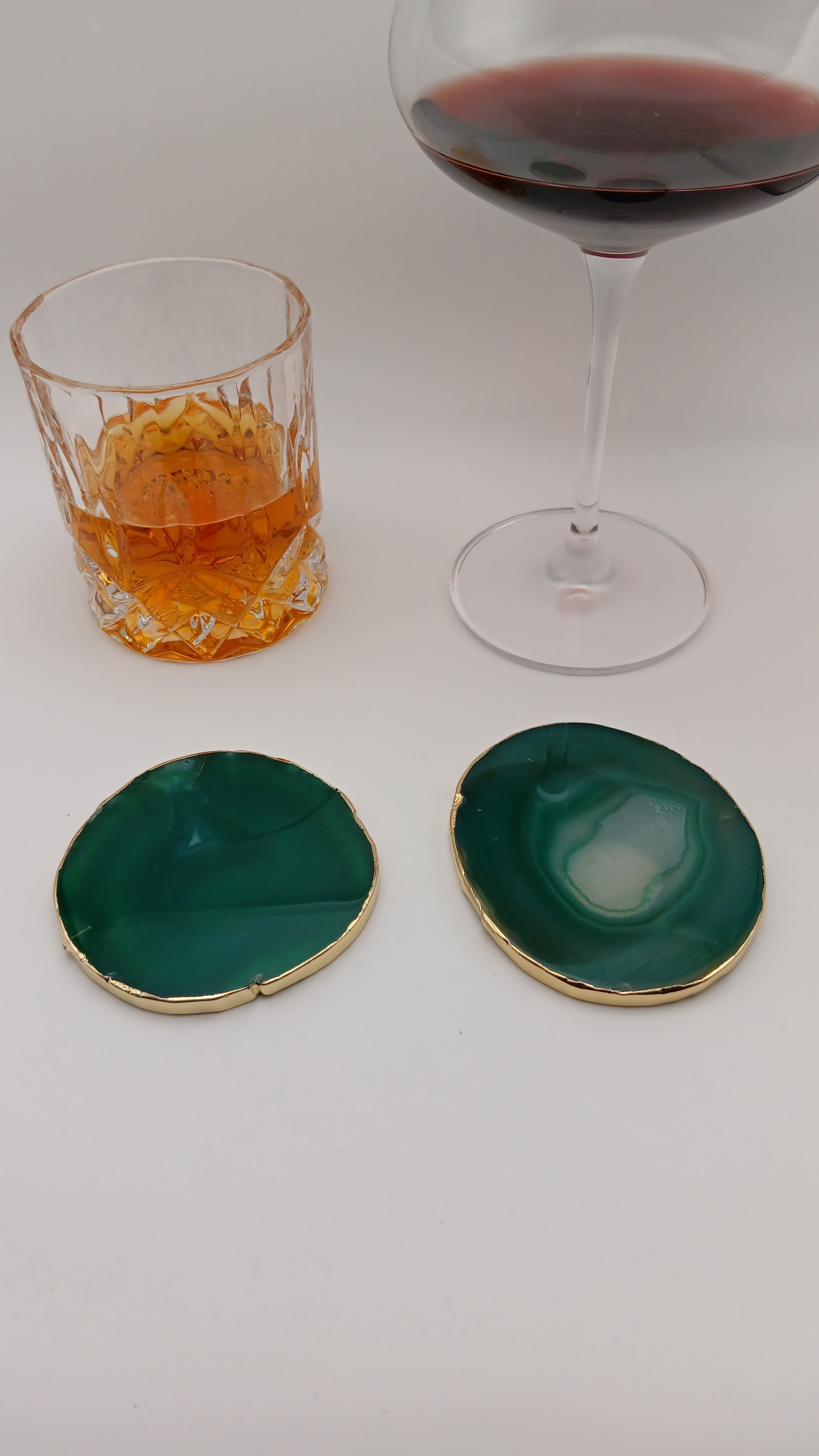 Stunning Natural Stone Agate Coasters Gold Plated Single Set