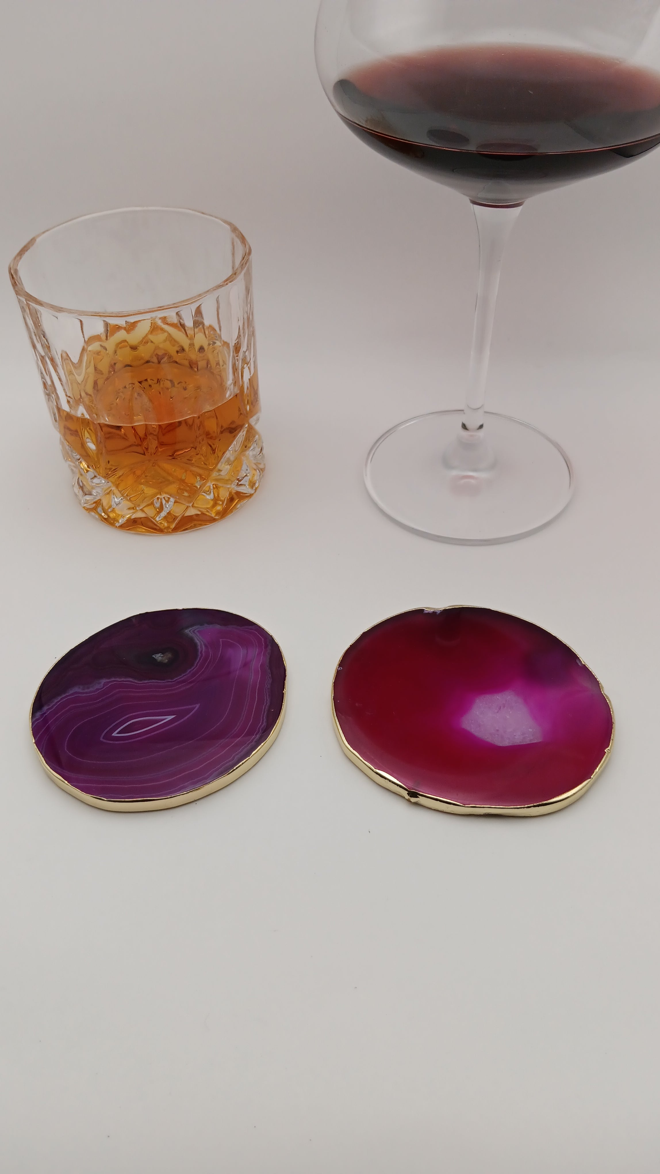 Stunning Natural Stone Agate Coasters Gold Plated Single Set