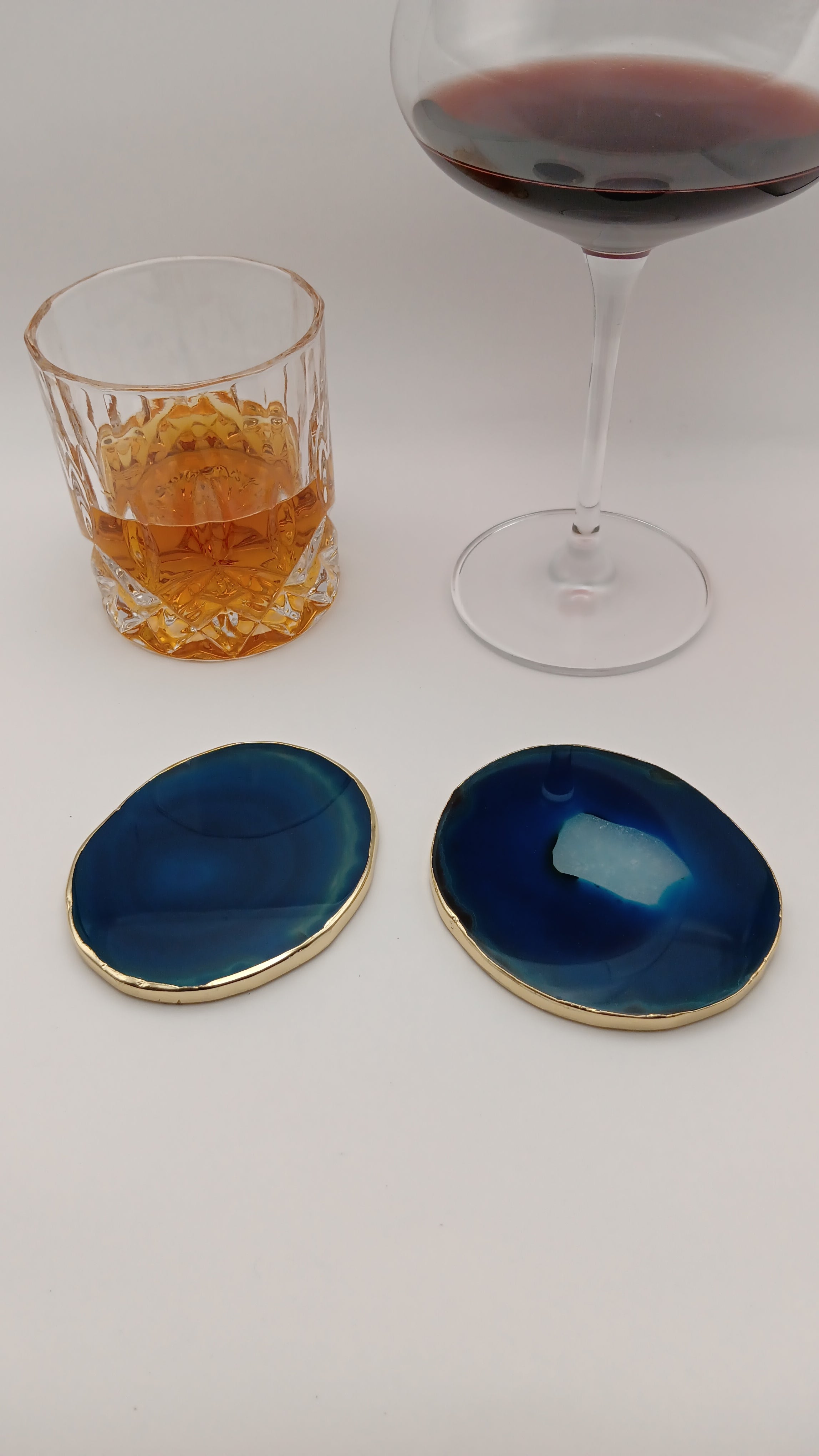 Stunning Natural Stone Agate Coasters Gold Plated Single Set