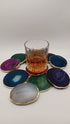 Stunning Natural Stone Agate Coasters Gold Plated Single Set