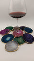 Stunning Natural Stone Agate Coasters Gold Plated Single Set
