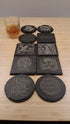 Natural Stone Slate Coasters - Set of 4 with Holder Thick