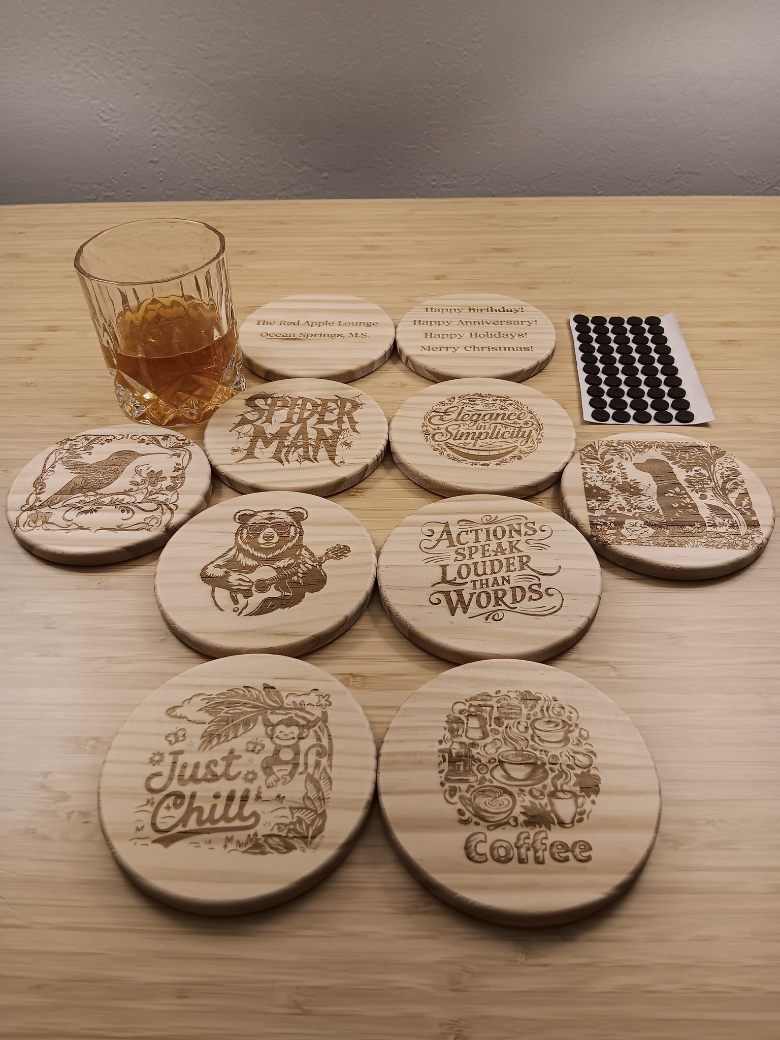 Round Wooden Coasters Bulk Set of 10 - DIY Blank Handmade