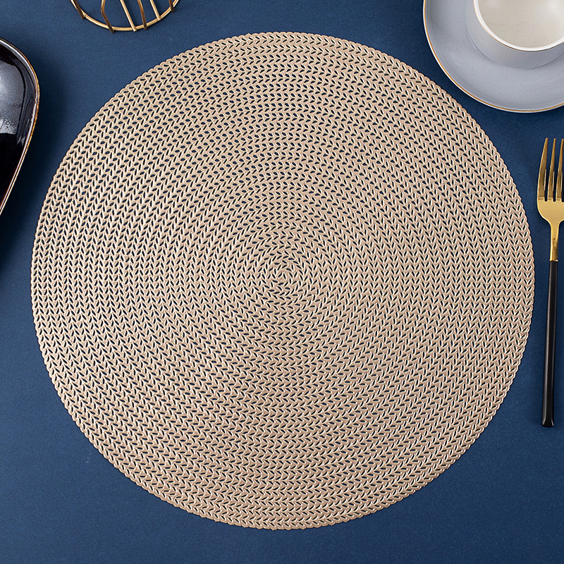 Large Round Modern Vinyl Placemats - Gold Mats - Set of 2/4