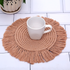 Round Boho Placemats - Thick Cotton Mats Set - Brown & White