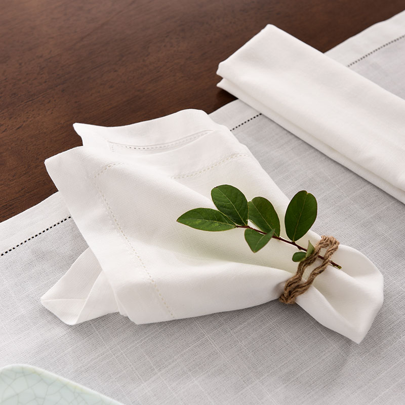 Premium White Cotton Linen Napkins Placemats - Set of 2/4
