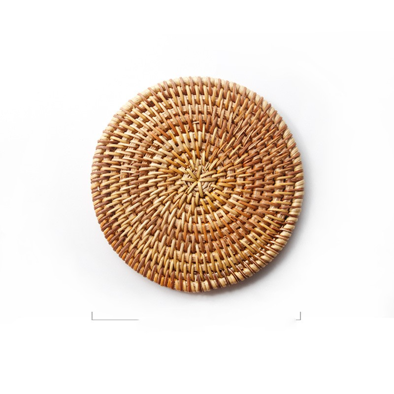 Brown Wicker Rattan Round Placemats - Table Mats Set of 2/4
