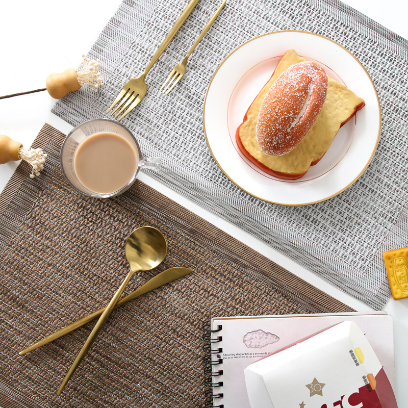 Gold and Silver Vinyl Placemats Rectangle NonSlip Set of 2/4