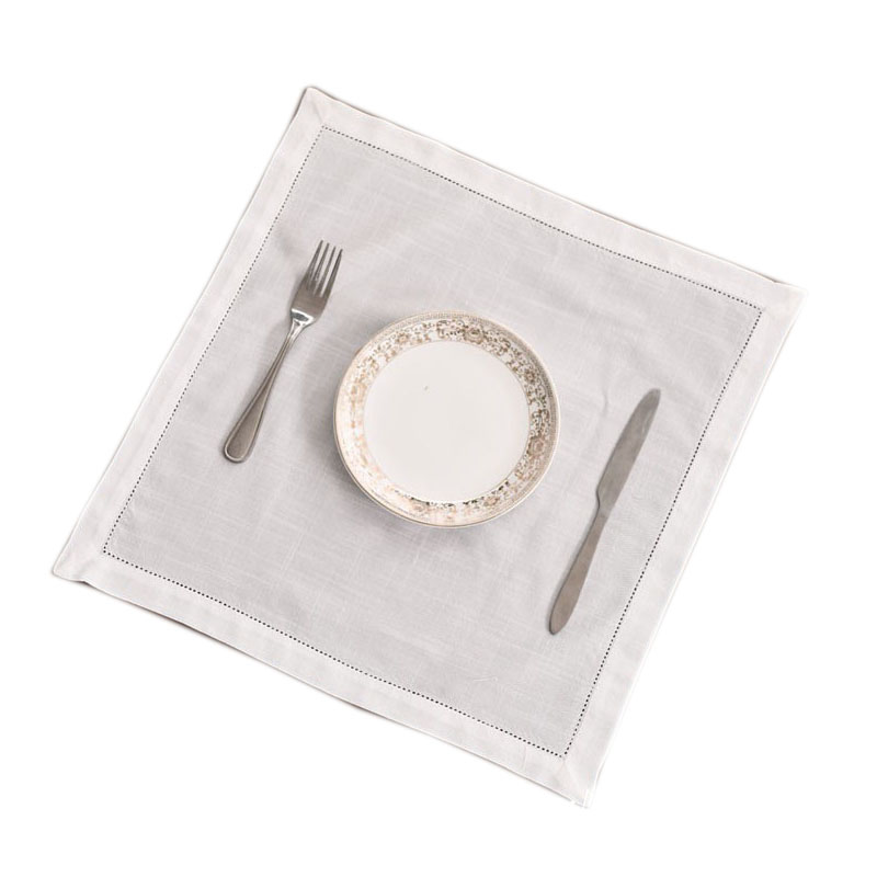 Premium White Cotton Linen Napkins Placemats - Set of 2/4