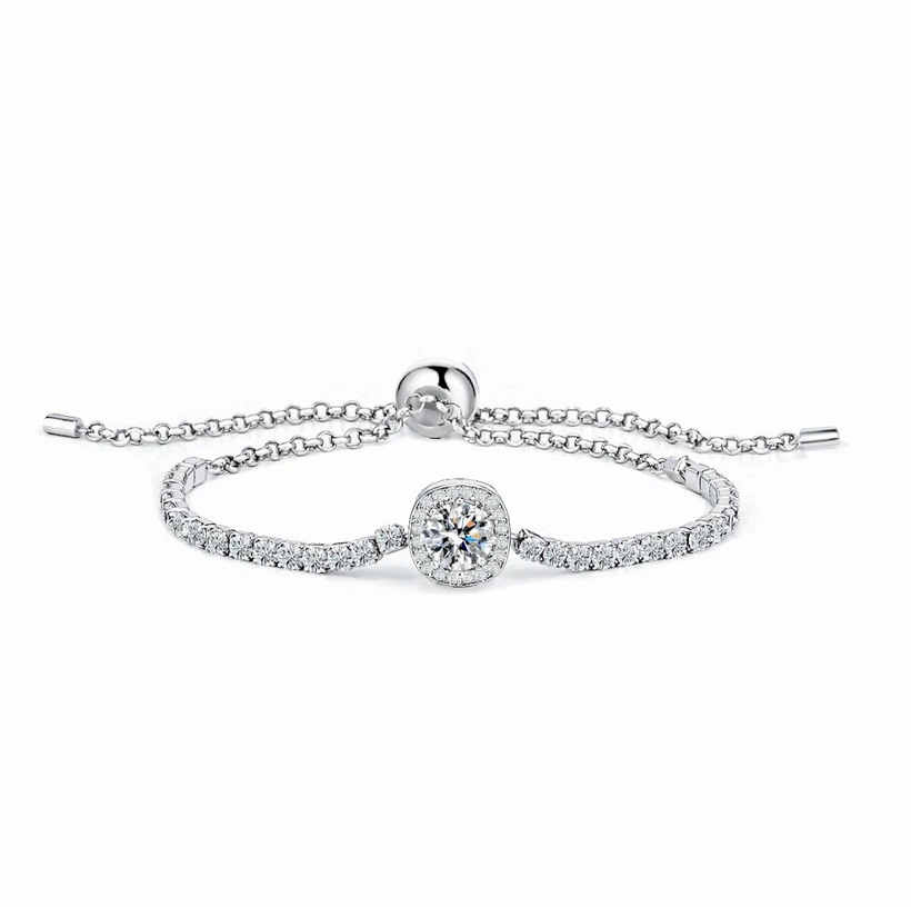 Moissanite Tennis Bracelet Slider 1 Carat - Sterling Silver