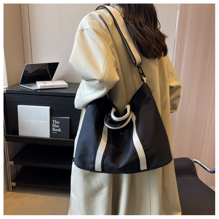 Zippered Canvas Shoulder Tote Bags - Work School - DECANTRE