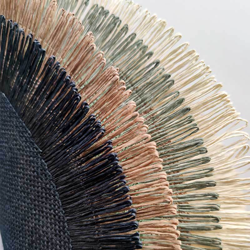 Round Jute Placemats Fringe - Black Green Brown - Set of 2/4