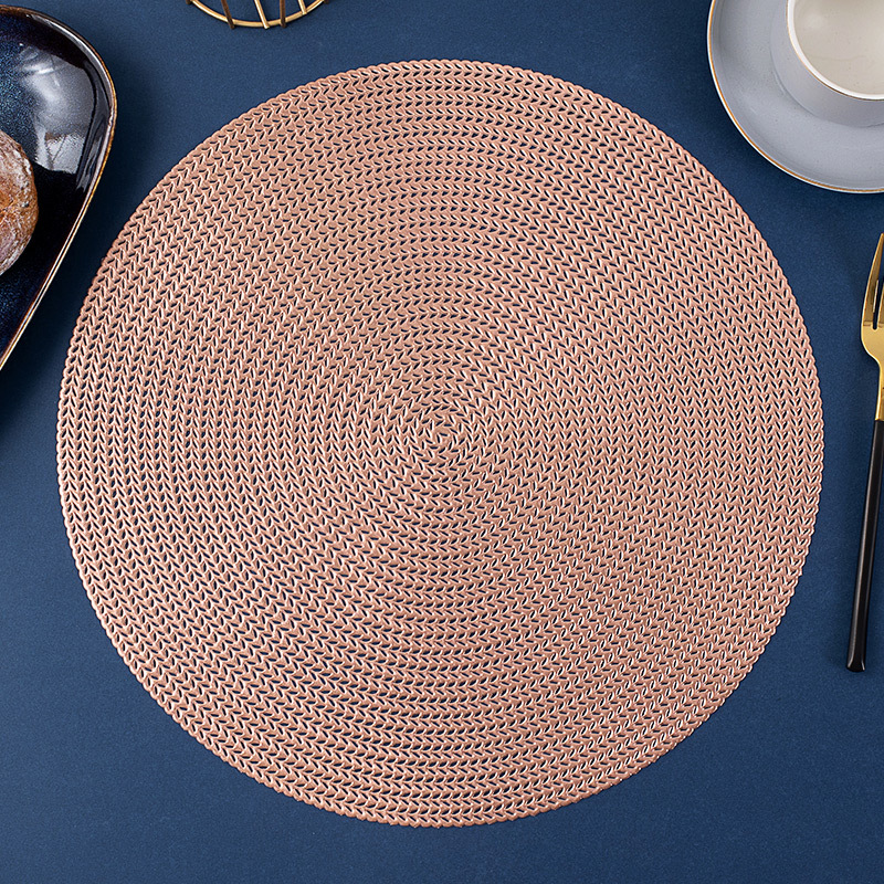 Large Round Modern Vinyl Placemats - Gold Mats - Set of 2/4