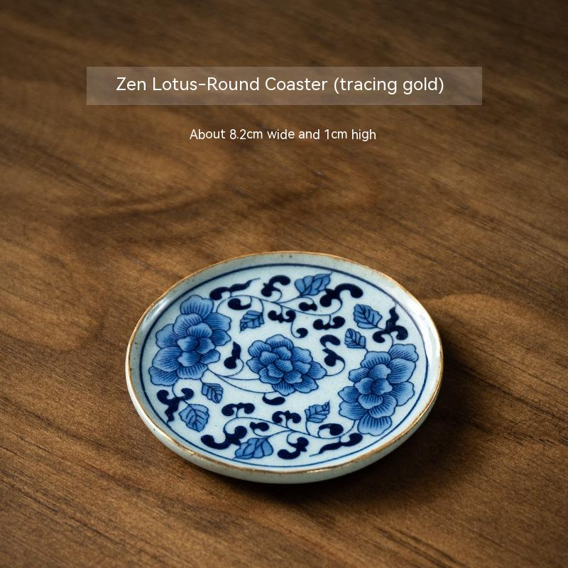 Japanese Ceramic Coasters - Square Round Gold - Set of 2/4