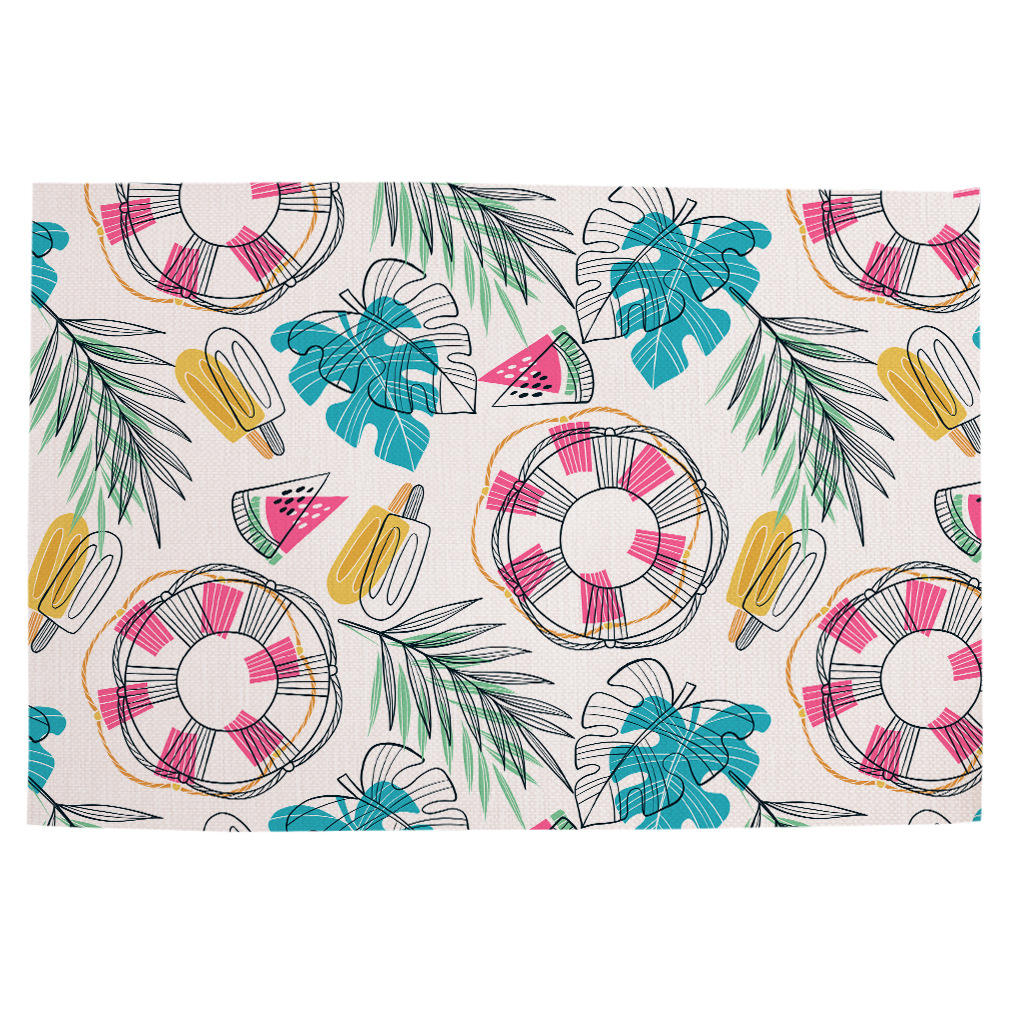 Colorful Rectangle Placemats - Linen Cotton Table Mats Set