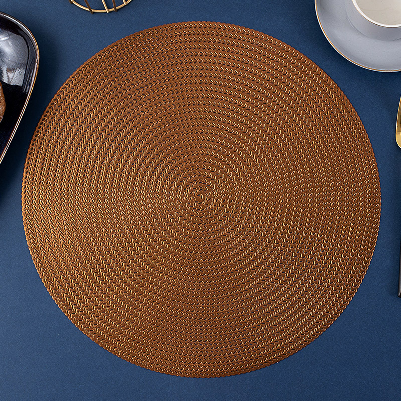Large Round Modern Vinyl Placemats - Gold Mats - Set of 2/4