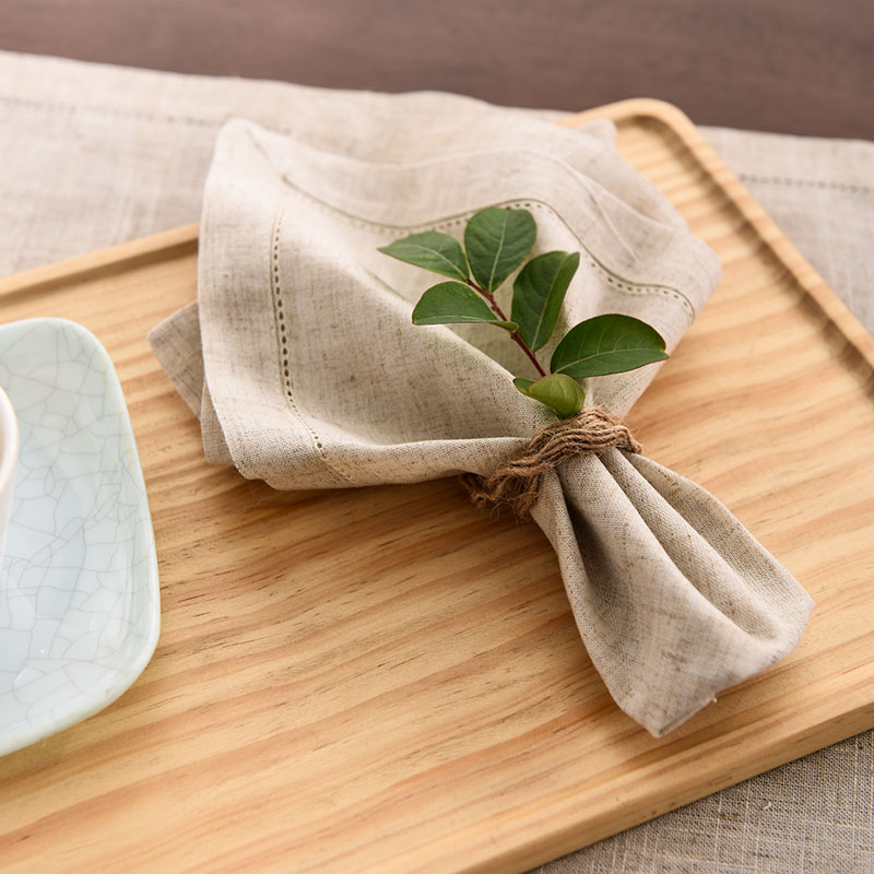 Premium White Cotton Linen Napkins Placemats - Set of 2/4