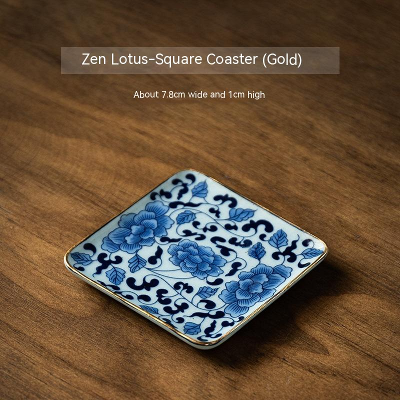 Japanese Ceramic Coasters - Square Round Gold - Set of 2/4