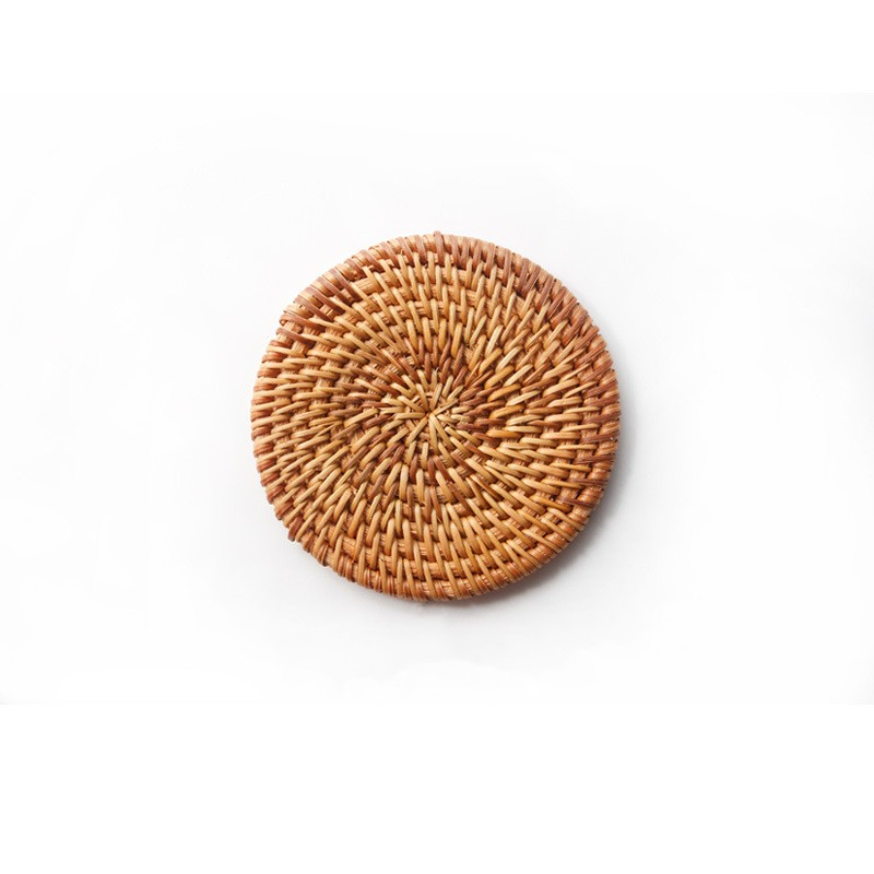 Brown Wicker Rattan Round Placemats - Table Mats Set of 2/4