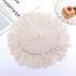 Round Boho Placemats - Thick Cotton Mats Set - Brown & White