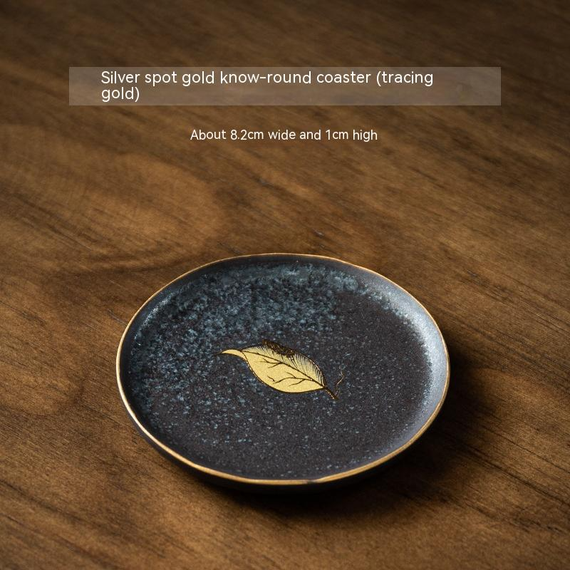 Japanese Ceramic Coasters - Square Round Gold - Set of 2/4