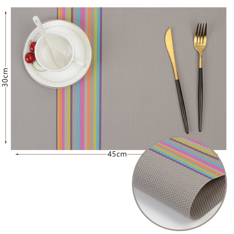 Colorful Vinyl Placemats - Blue Green Gray Mats - Set of 2/4