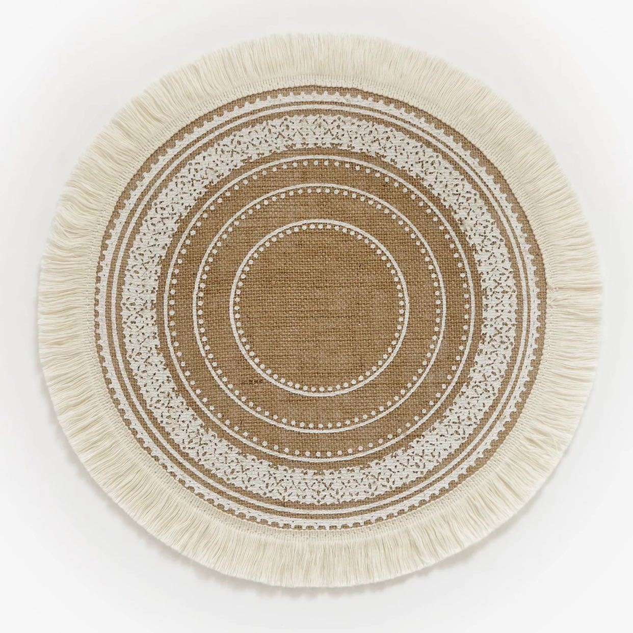 Round Boho Placemats Vintage - Jute Cotton Hemp - Set of 2/4