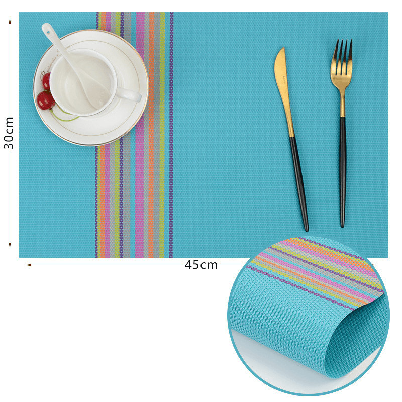 Colorful Vinyl Placemats - Blue Green Gray Mats - Set of 2/4