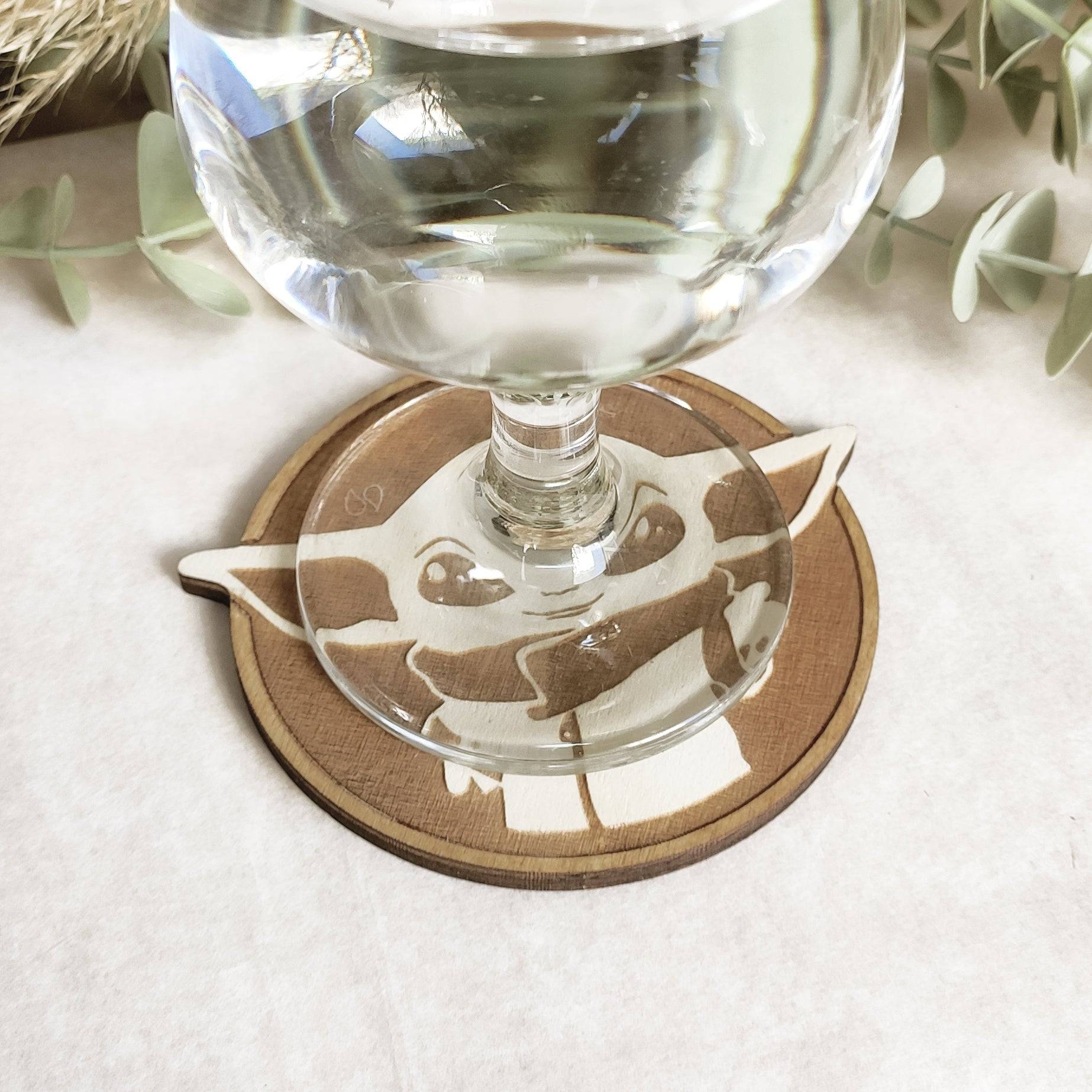 Set of 6 Star Wars Wooden Coasters - Handmade Gift - Housewarming - Wood Kitchenware - Baby Yoda - The Mandalorian-3