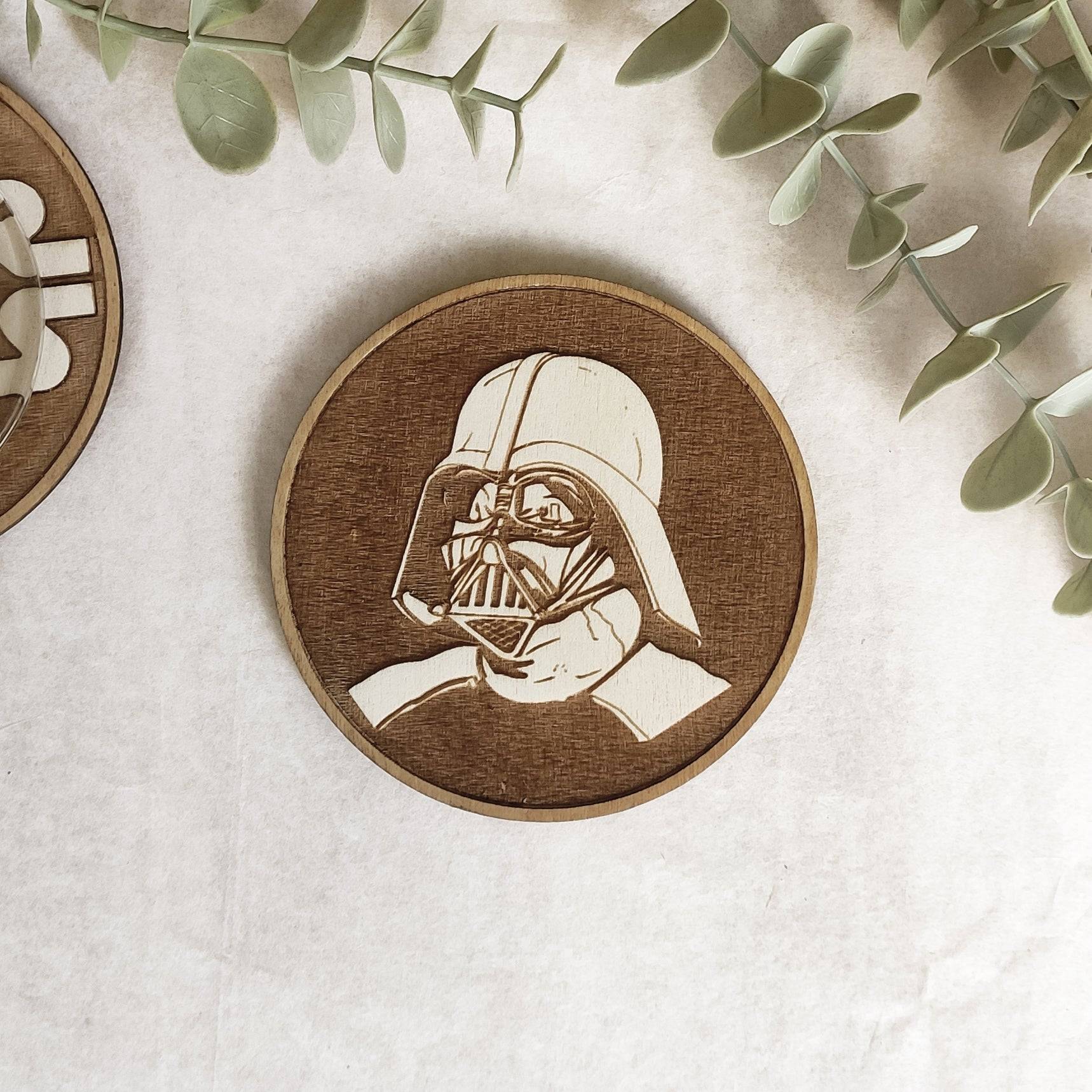 Set of 6 Star Wars Wooden Coasters - Handmade Gift - Housewarming - Wood Kitchenware - Baby Yoda - The Mandalorian-7