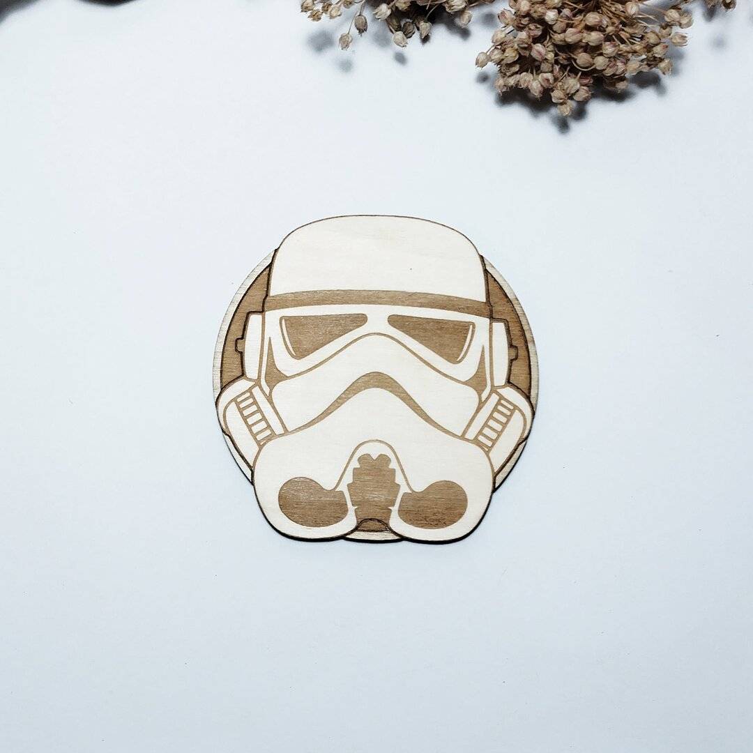 Handmade Star Wars Stormtrooper Wooden Coasters - Set of 8 - Ideal Housewarming Kitchenware