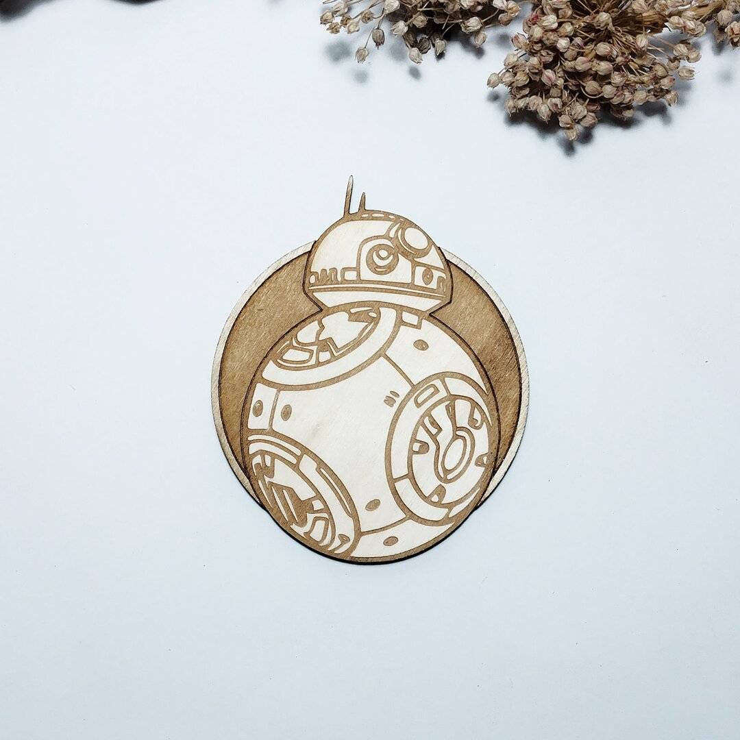 Handmade Star Wars Wooden Coasters featuring R2-D2 design
