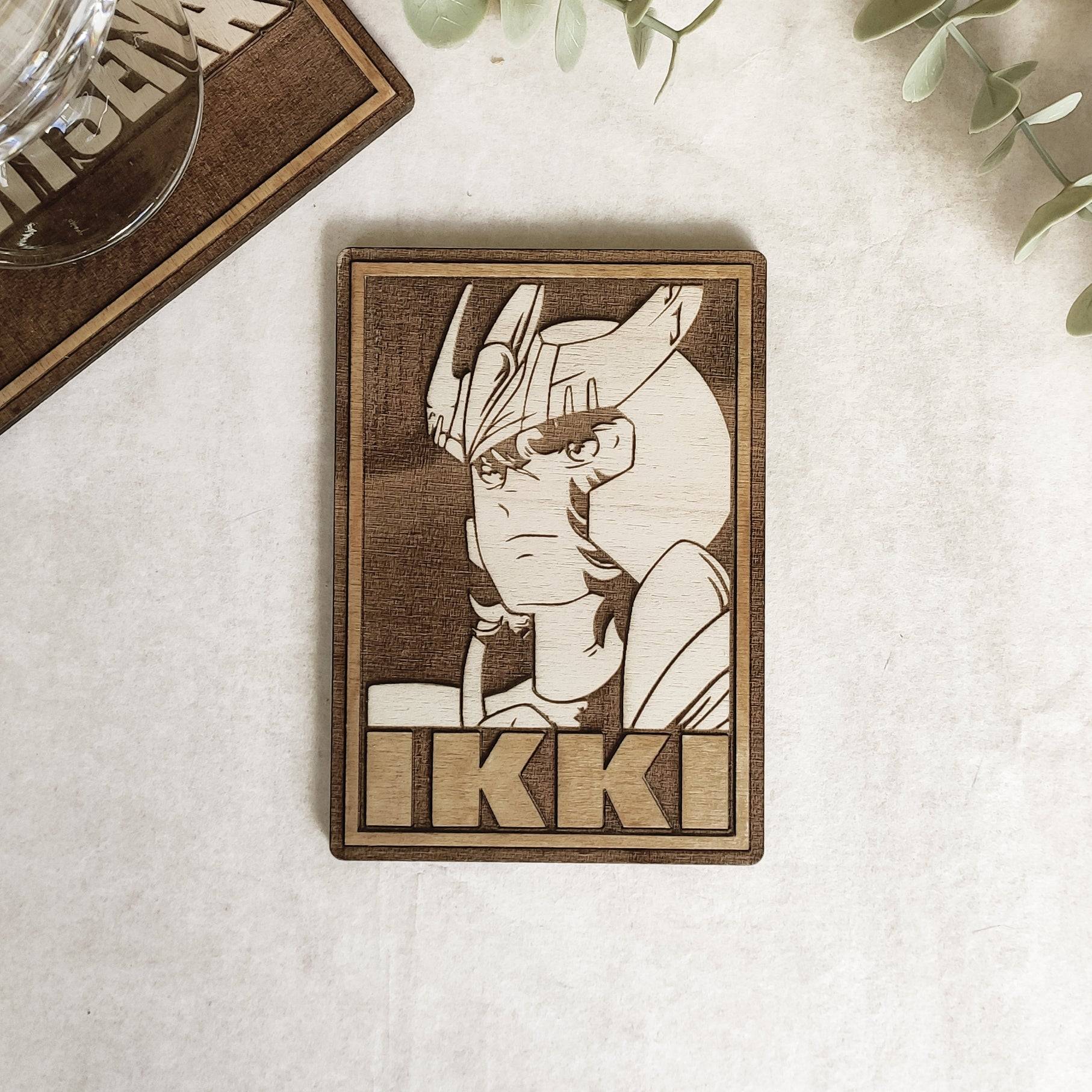 Set of 6 Saint Seiya Cards Wooden Coasters - Handmade Gift - Housewarming - Wood Kitchenware-4