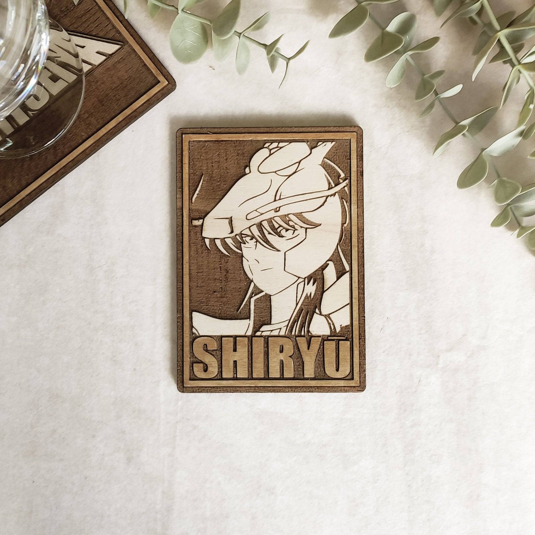 Set of 6 Saint Seiya Cards Wooden Coasters - Handmade Gift - Housewarming - Wood Kitchenware-7