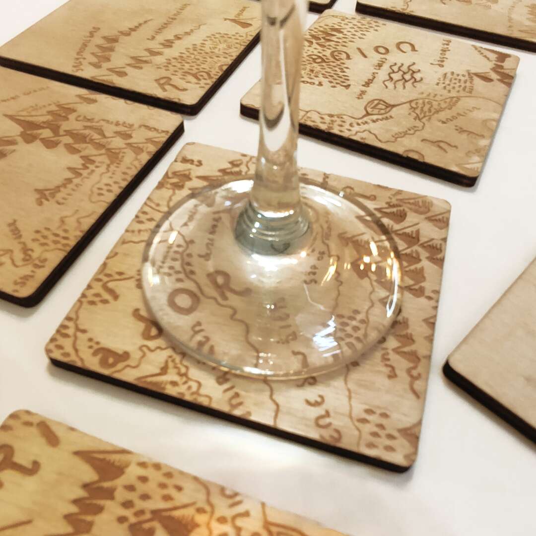 Lord of the Rings Themed Kitchenware - Set of 12 Wooden Coasters