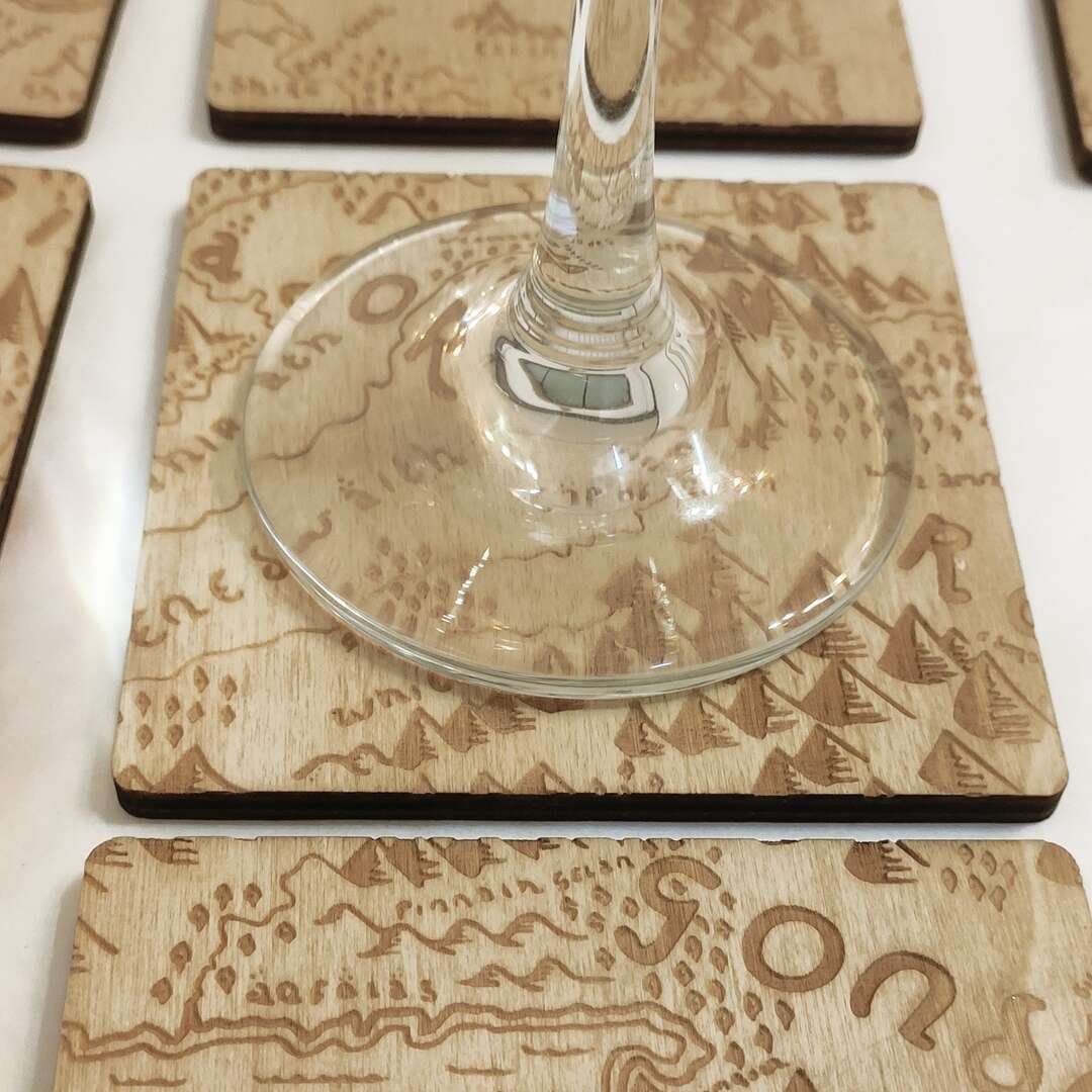 Middle Earth Map Wooden Coasters - Perfect for LOTR Fans and Housewarming Gifts