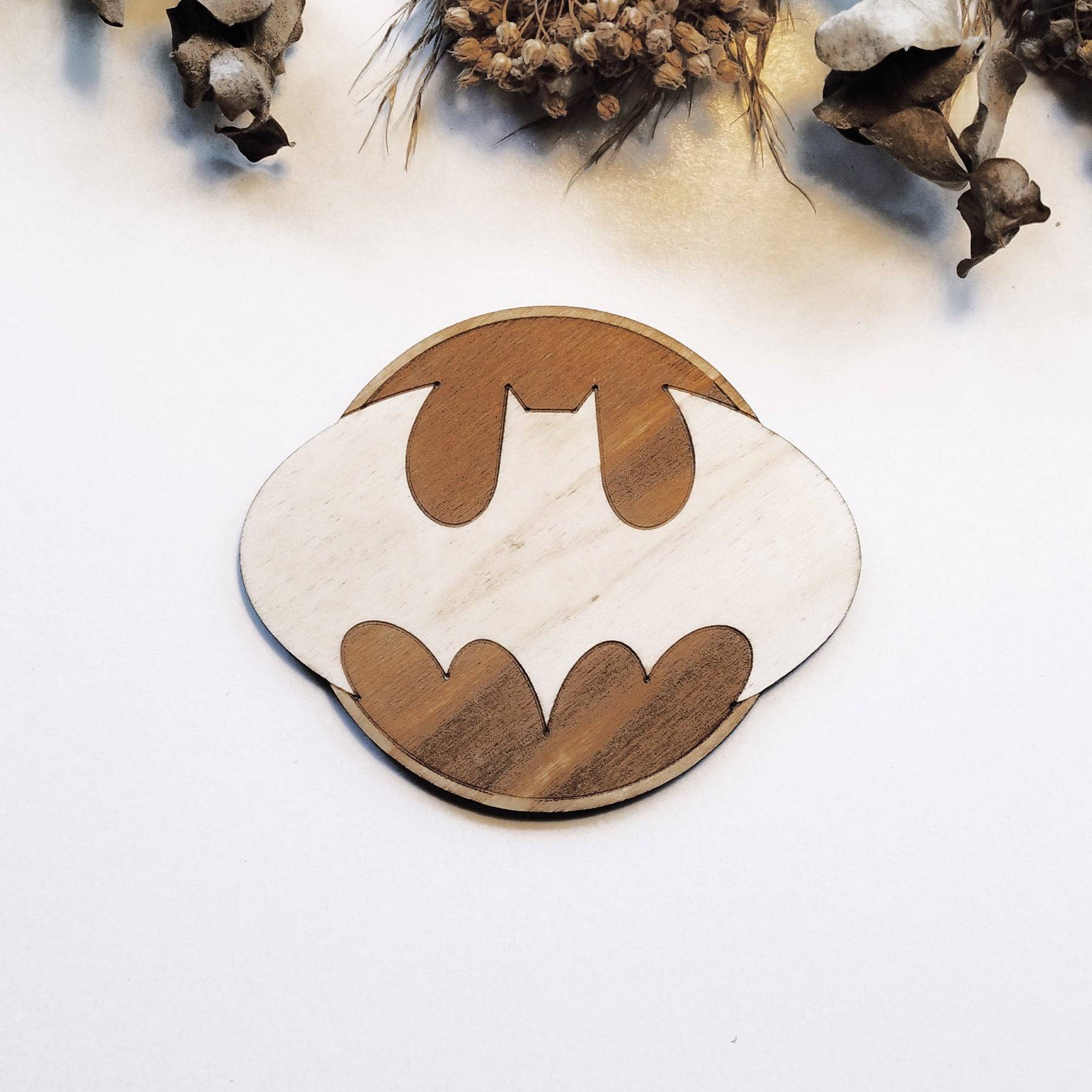 Set of 6 Batman Wooden Coasters - Handmade Gift - Housewarming - Wood Kitchenware-2