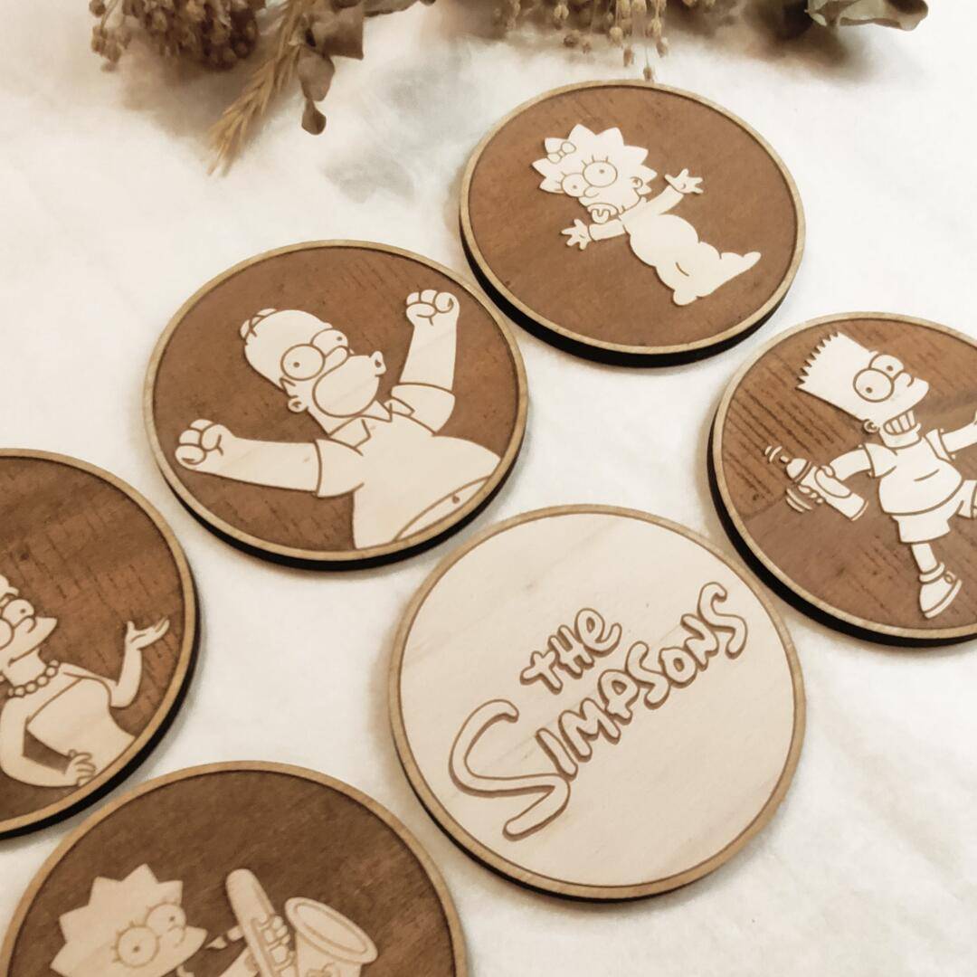 The Simpsons Coasters Set of 6 - Handmade Gifts Kitchenware