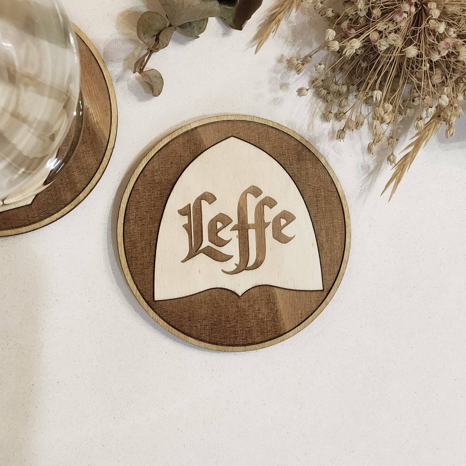 Beers Wooden Coasters - Handmade Gift - Housewarming - Leffe-themed wooden coasters, ideal for beer lovers and housewarming gifts
